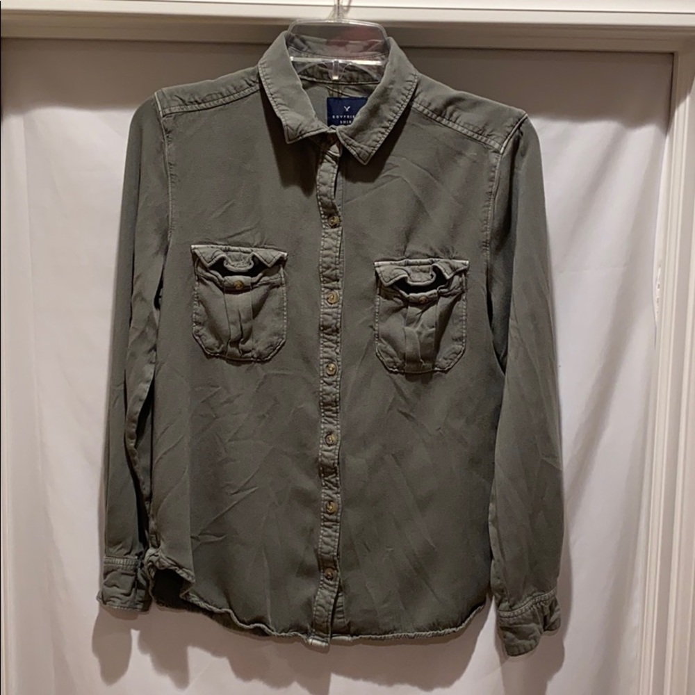 American Eagle Military Shirt - Green: Size M